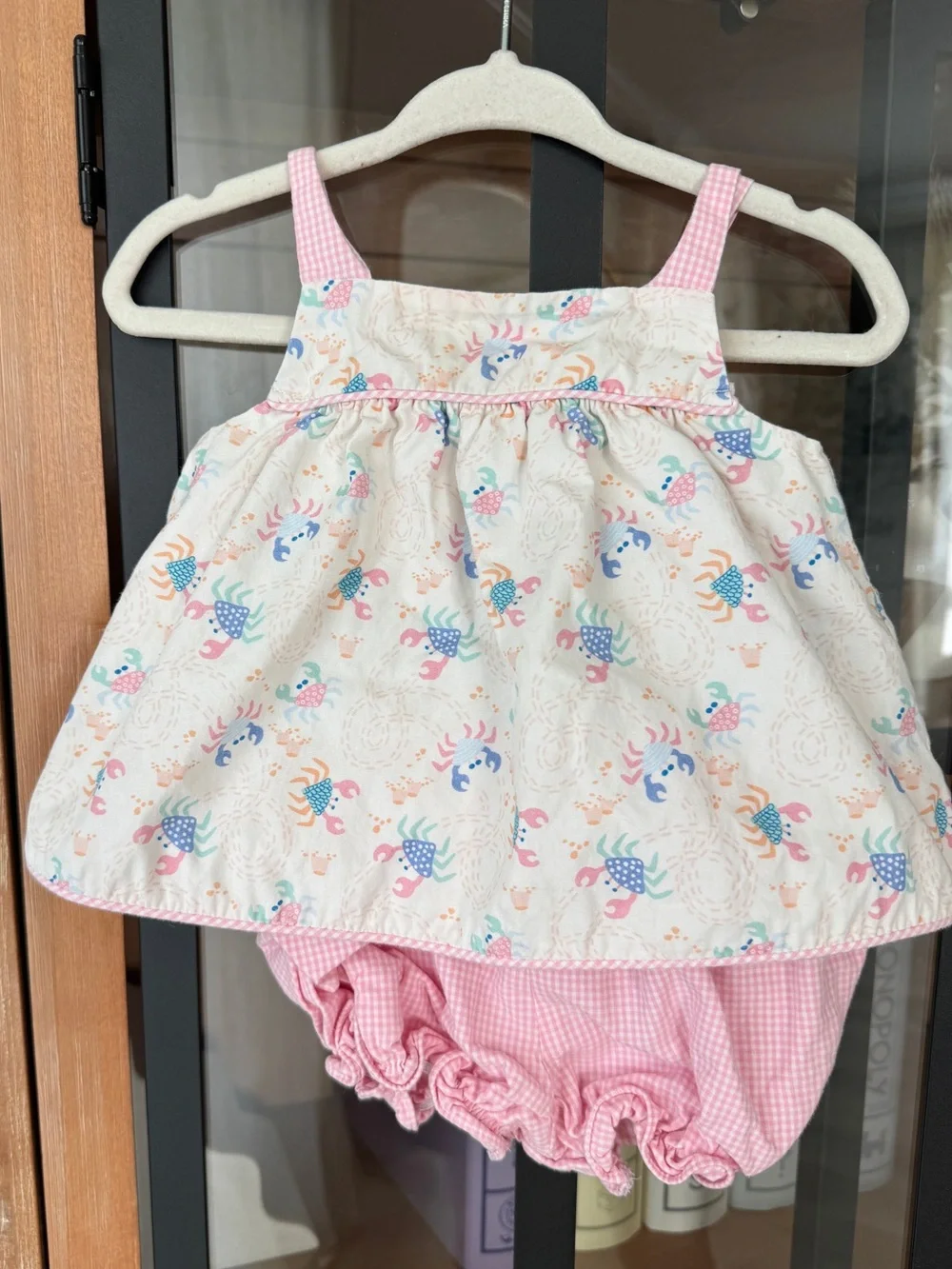 James & Lottie bloomers set tulip crabs gingham dress baby girl poppy ruffle